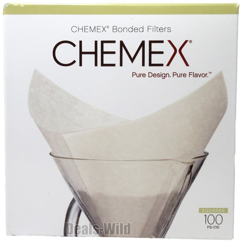 Chemex Coffee Filters FS-100 Bonded Pre-folded Squares White